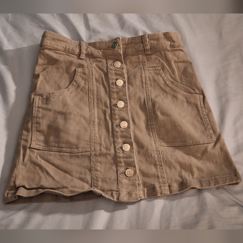 Altar'd State Taupe Textured Fabric Skirt
